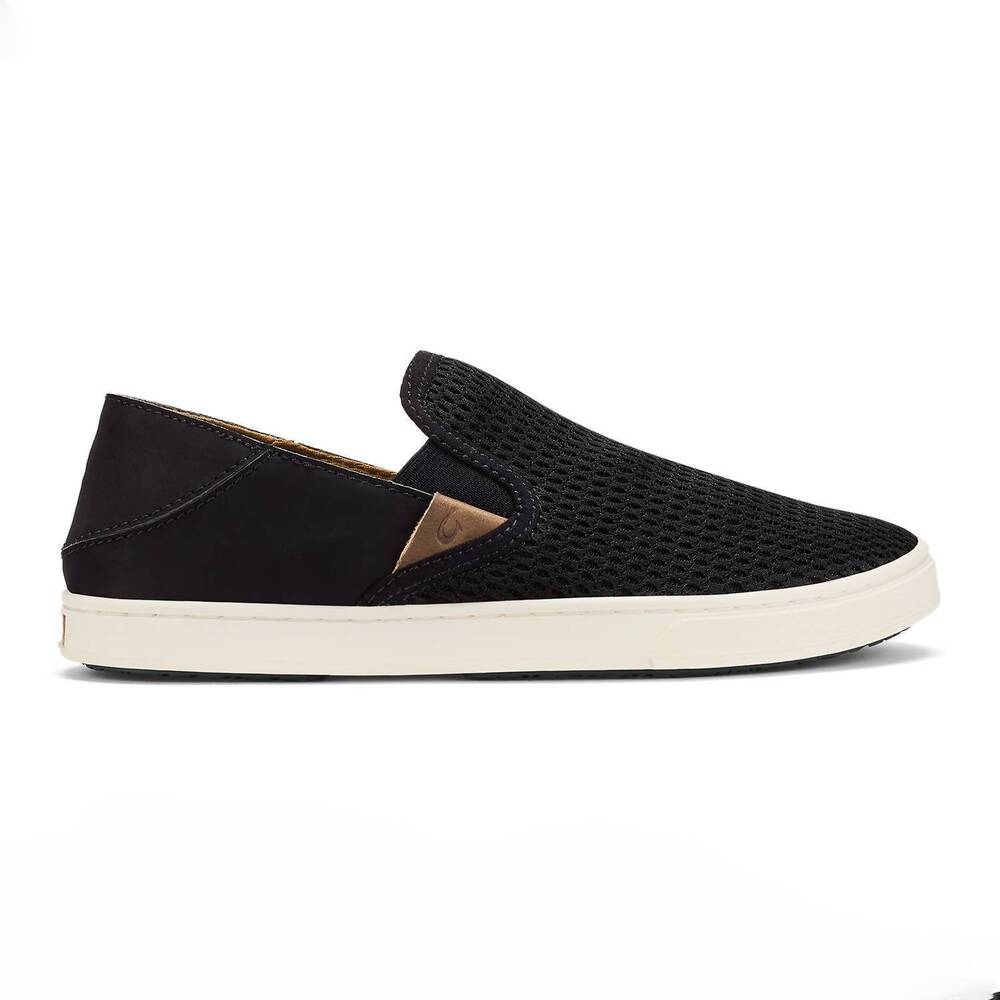 NEW OLUKAI women's pehuea breathable slip-on shoes in black/ black
